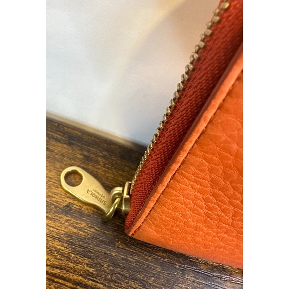 Shinola Detroit The Pocket Zip Wallet in Bold Orange Leather NEW $295 MSRP - Picture 8 of 16